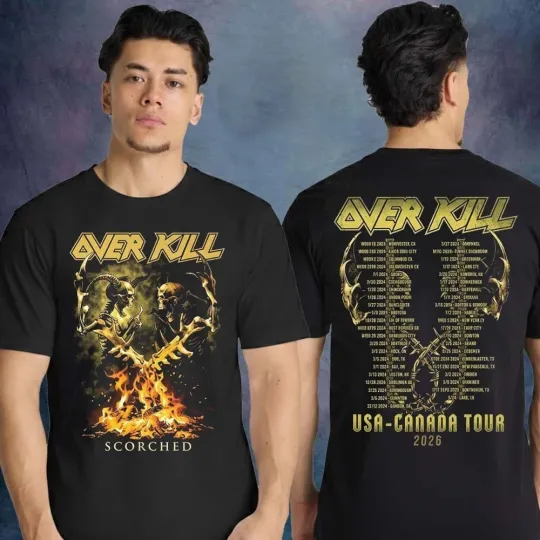 Discover Overkill Thrash Of The Titans US Tour 2026 Unisex Double Sided T-Shirt