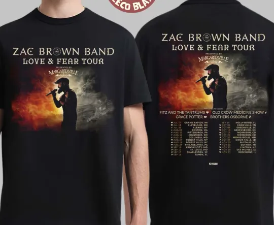Discover Zac Brown Band Love And Fear Tour 2026 North America Schedule T tshirt