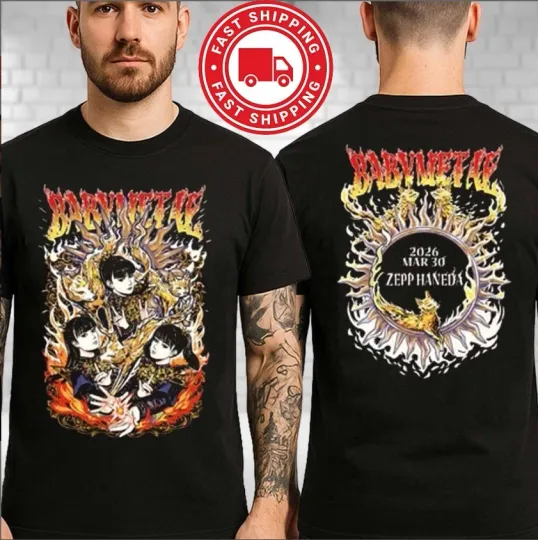 Discover BABYMETAL Tokyo Zepp Haneda March 30 2026 Tour T-Shirt White Flame