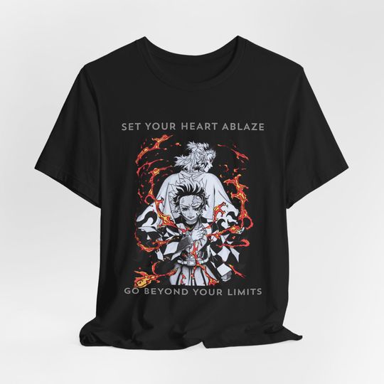 Discover Anime T-Shirt: Kyo Rengokoo & tanjiror - Set Your Heart Ablaze