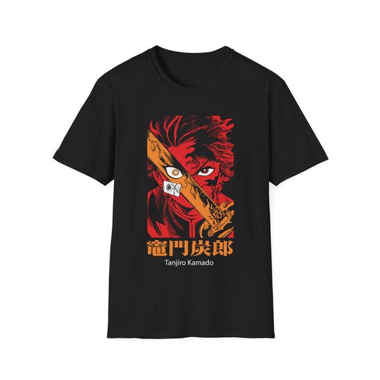 Discover Anime tanjiror Kamado Face with Sword Japanese Manga Shirt
