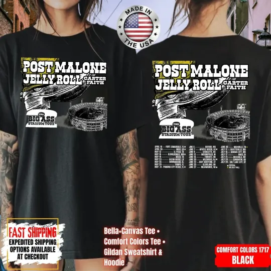 Post Malone Jelly Roll Tour 2026 Shirt Big Ass Stadium Tee Unisex