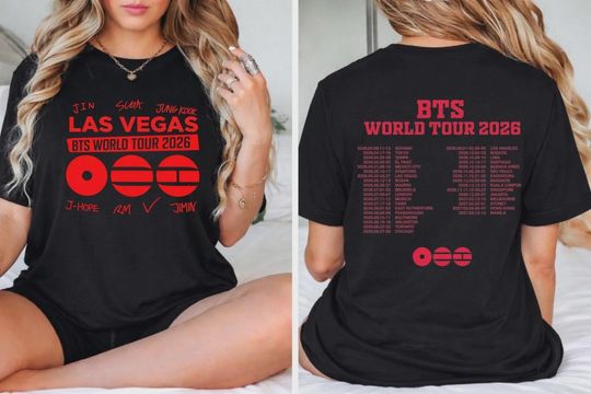 BTS World Tour 2026 Shirt Two Sided Kpop Concert Tee Unisex ARMY