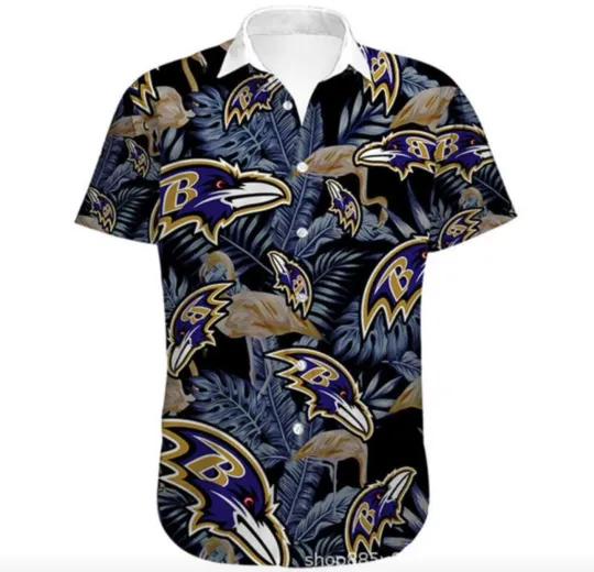 Baltimore Ravens Hawaiian Shirt, Aloha Button-Up, Tropical Football Summer