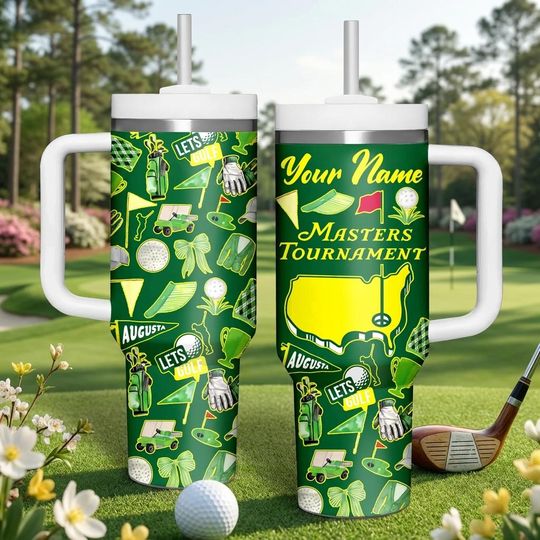 Discover Masters Golf 40oz Tumbler with Handle Insulated Travel Mug for Golf Lovers