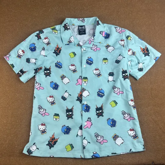 Hero Anime Hello Kitty Aqua Green Hawaiian shirt