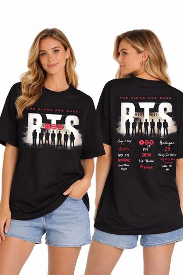 BTS Arirang Tracklist The Kings Are Back Shirt, Bangtan 2026 Album Songs Concert Tee, Merch Gift for Kpop