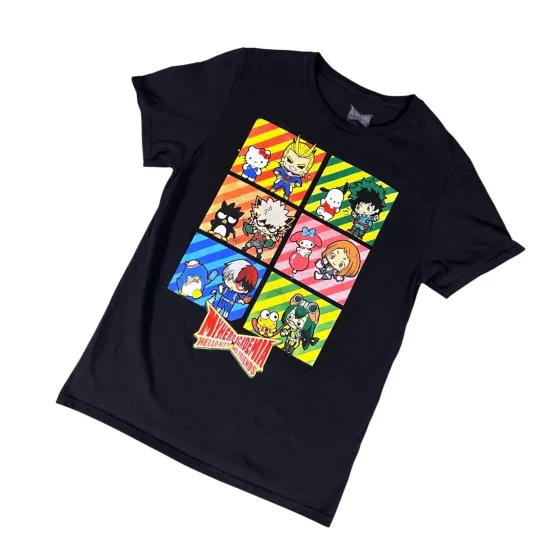 Discover Hero Anime Hello Kitty Friends Black T-Shirt