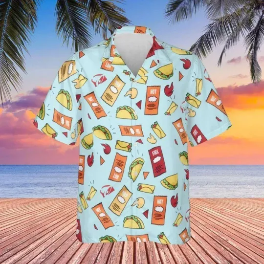 Taco Bell Hawaiian Shirt for Men and Women, Adult Hawaii Shirt, Funny Be Present Pattern
