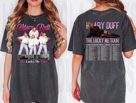 2 Sided Hilary Duff Vintage Comfort Colors Shirt, The Lucky Me Tour 2026 T-Shirt, Lizzie McGuire Bootleg Tee, Gift For Fans