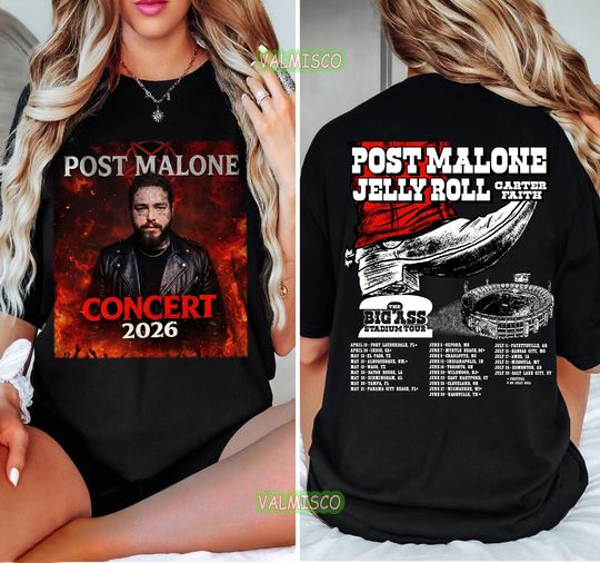 Post Malone Jelly Roll Carter Faith Tour 2026 Shirt, Big Ass Stadium tour Tee.