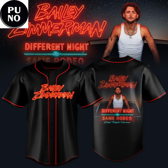 Discover Bailey Zimmerman Different Night Same Rodeo Tour 2026 Baseball Jersey