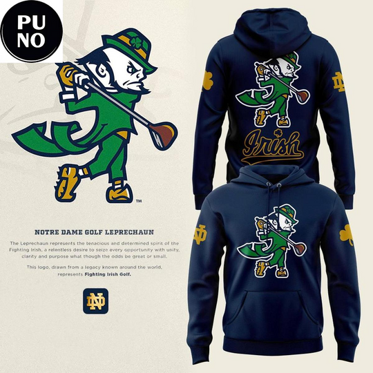 Discover ND Fighting Irish 2026 Men’s Golf Leprechaun Hoodie