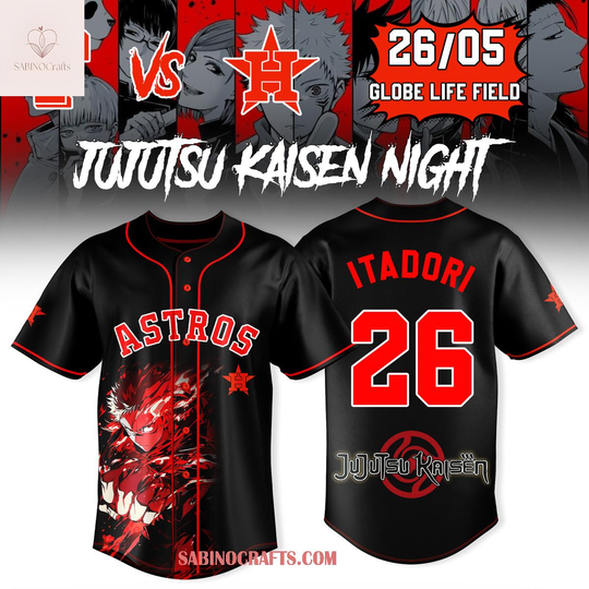 Houston Astros Jujutsu Satoru x Itadori 2026 Night Black Baseball Jersey