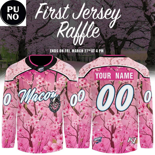 Macon Mayhem x Cherry Blossom 2026 First Jersey Raffle Personalized Hockey Jersey