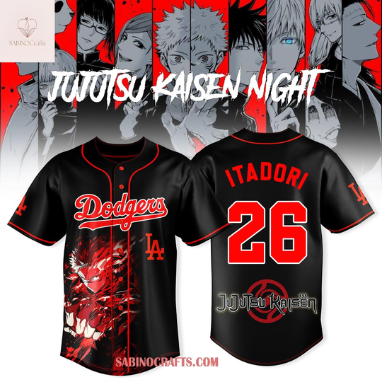 Los Angeles Dodgers Jujutsu Satoru x Itadori 2026 Night Black Baseball Jersey