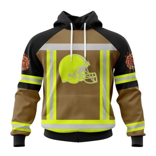 Discover Personalized Cleveland Browns Firefighter Uniform 3D Hoodie