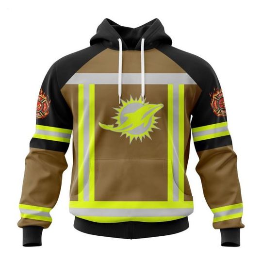 Personalized Miami Dolphins Firefighter Uniform 3D Hoodie
