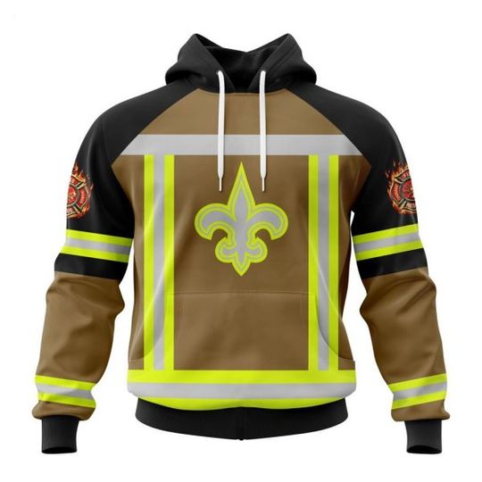 Personalized New Orleans Saints Firefighter Uniform 3D Hoodie