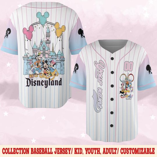 Discover Personalized Disneyland Mickey And Friends Baseball Jersey, Custom Disney Family Trip Jersey, Disneyworld, WDW Vacation Shirt