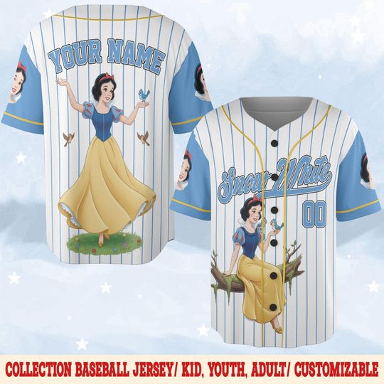 Discover Custom Snow White Baseball Jersey, Personalized Snow White Baseball Jersey, Disney Princess Jersey, Magic Kingdom Shirt