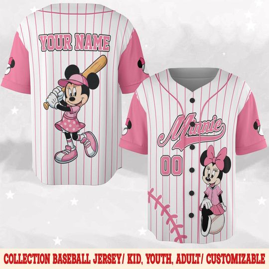 Discover Custom Disney Mickey and Friends Minnie Baseball, Disney Baseball Jersey Sports, Cute Birthday Gifts For Fans, Disneyland Family