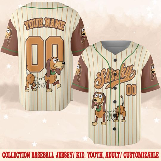 Discover Custom Slinky Dog Baseball Jersey, Personalized Toy Story Shirt, Pixar Fan Outfit, Disney Trip Tee, Birthday Gift for Kids & Adults