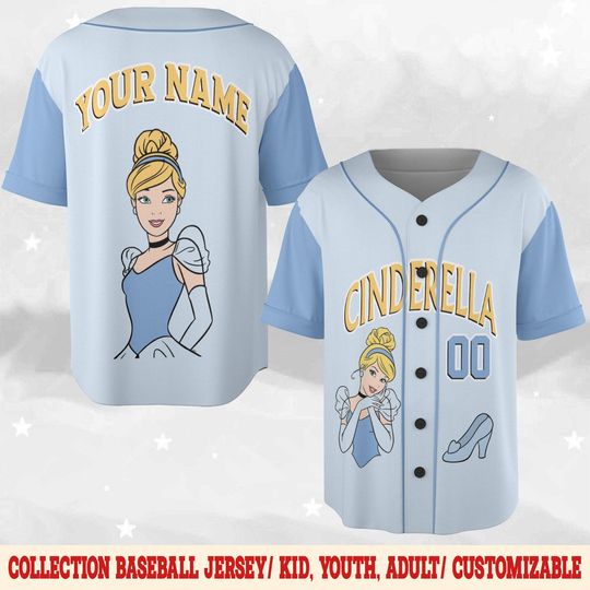 Discover Personalized Disney Princess Cinde Baseball Jersey, Custom Name Baseball Jersey Kids, Youth, Adult, Disney Princess Trip