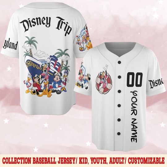 Discover Personalize Disneyland Disney Trip With Mickey Mouse Mirror Baseball Jersey, Disney Baseball Jersey Sports, Cute Gift For Fans Disney