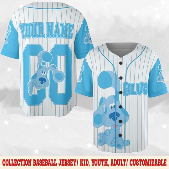 Discover Personalized Blue Clues Birthday Baseball Jersey, Blue Dog Lovers Birthday Girl, Baby Shower Gift Birthday Boy, Blue Clues Family
