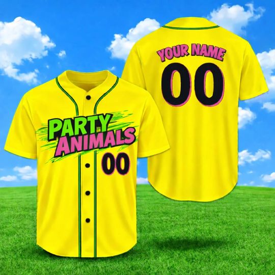 Personalized Party Animal Baseball Jersey, Custom Name Number Monkey Team Baseball Jersey