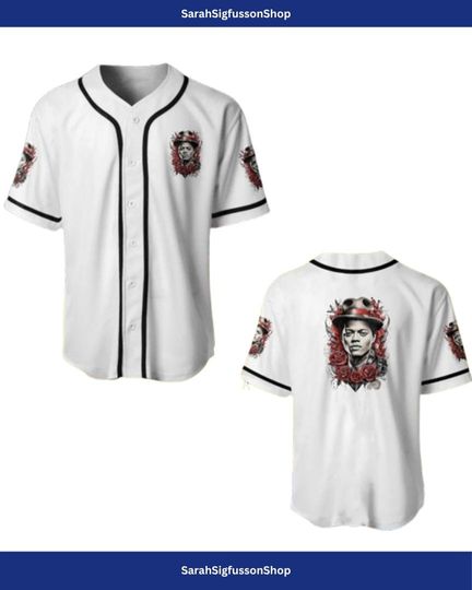 Discover Inked Harmony Baseball Jersey, Music Inspired Streetwear Shirt, Retro Concert Style Jersey