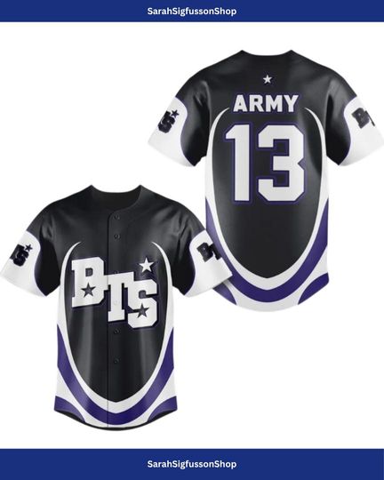 Discover Kpop Inspired Black Purple White Baseball Jersey, Personalized Name Number Jersey