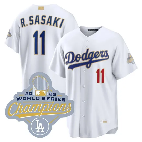 Men's Dodgerss Roki Sasaki White 2026 Gold Collection Limited Printed Jersey