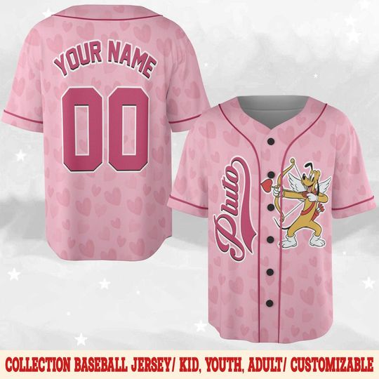 Discover Personalized Disney Valentine Baseball Jersey, Mickey and Friends Happy Valentine's Day, Disney Lovers Couple Valentine Matching