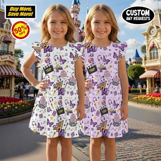 Hannah Montana 20 Year Celebration Ruffle Dress, Disney Channel Star Ruffle Dress, Magic Kingdom Disneyland Family Trip Ruffle Dress