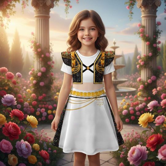 KPop Demon Hunters Kids Dress, Cute KPop Super Girls Outfit, Kpop Clothes, Demon Hunter Casual Short, Kpop Super girls, Kids Party Dress