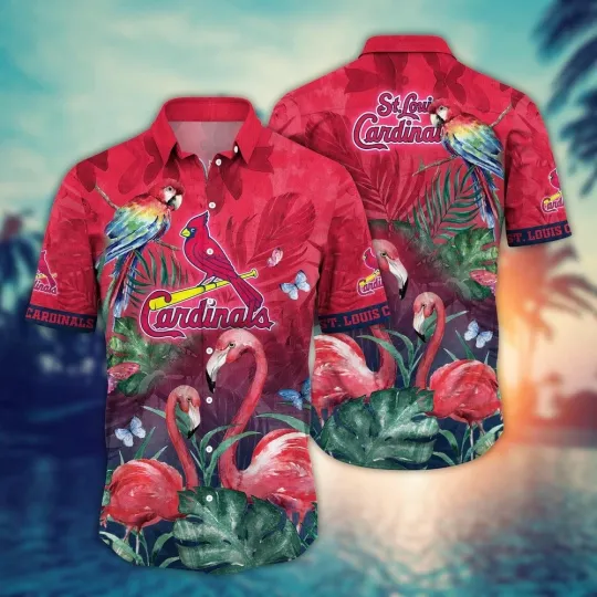 St. Louis Baseball Team Cardinalss Hawaiian Button Down Shirt Unisex Adults