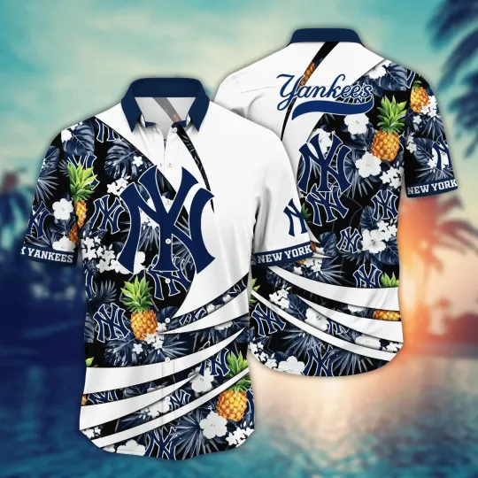 Discover New York Baseball Team Yankeess Hawaiian Button Down Shirt Unisex Adults S-5XL