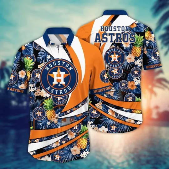 Houston Baseball Team Astross Hawaiian Button Down Shirt Unisex Adults S-5XL
