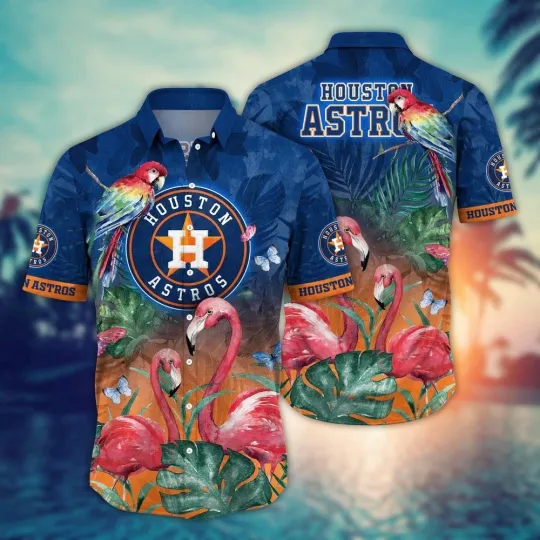 Houston Baseball Team Astross Hawaiian Button Down Shirt Unisex Adults S-5XL