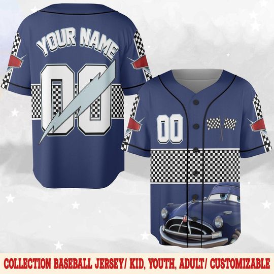 Custom Doc Hudson Baseball Jersey, Disney Cars Shirt, Doc Hudson Baseball Team Outfit, Disney Birthday Gift