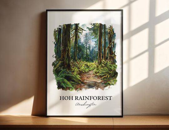 Hoh Rain Forest Art, Jefferson County WA Print, Olympic National Park, Hoh Rain Forest Gift, Travel Print, Travel Poster, Housewarming Gift