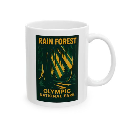 Olympic Rain Forest Mug | Vintage National Park Poster Cup