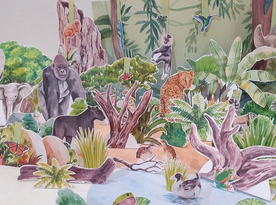 Build a Rainforest, Printable Rainforest Diorama, Jungle Play Set, Paper Scene, DIY Kids Paper Craft, Pretend Play, Forest Animal Puppets