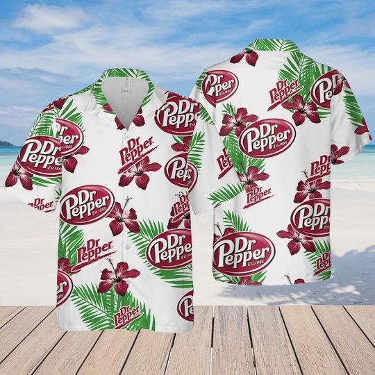 Discover Dr.Pepper Hawaiian Flowers Pattern Shirt, Hawaiian beer lover Shirt Short Sleeve Button Down Shirt Unisex Outfit, Aloha Summer Beach Shirt