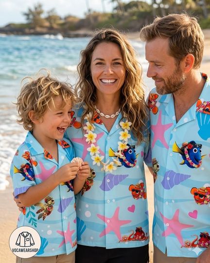 Discover Finding Nemo Matching Family Shirt, Disney Hawaiian Shirt for Kids and Adults, Dory and Nemo Youth Hawaii Tee, Family Trip 2026