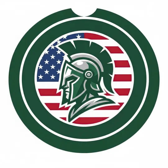 Michigan  Patriotic Spartan Helmet American Flag Car Coaster Cup Holder Insert