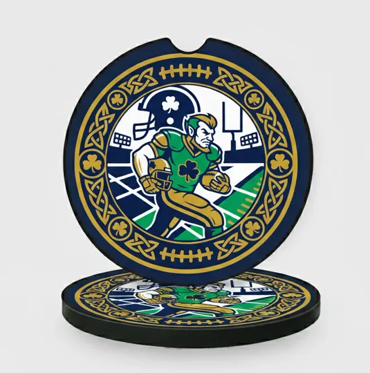 Discover Irish Football Car Coaster Set - Celtic Knot & Shamrock Design