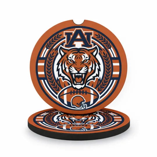 Auburn Tigers Car Coasters - Auto Cup Holder  War Eagle Gift